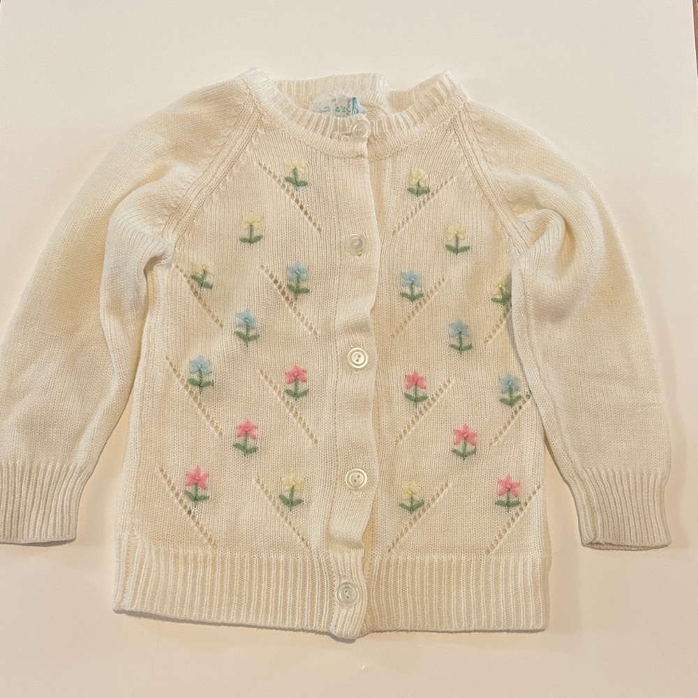 Cream Cardigan with Floral Embroidery